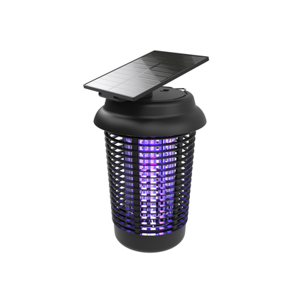 Battery-supported outdoor electric-grid trap with solar panel compatibility